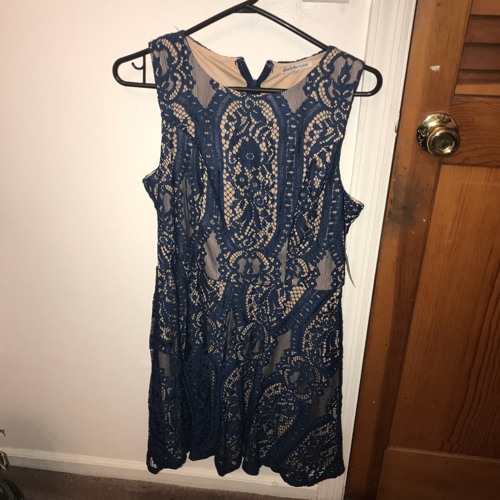 Blue and Beige Lace Dress